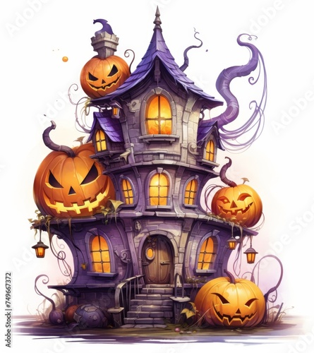  KS cartoon images of a house with pumpkins on KS cartoon images of a house with © กิตติพัฒน์ สมนาศักดิ