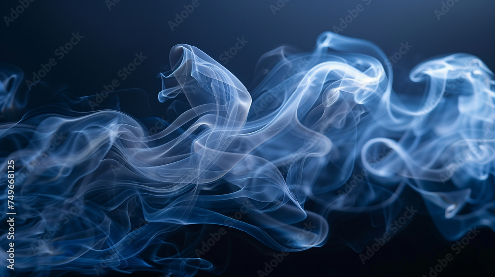 Serene Smoke Ballet: Graceful Forms in Blue Hues Serene Smoke Ballet: Graceful Forms in Blue Hues