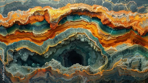 Cross-section of the Earth's crust with mineral deposits