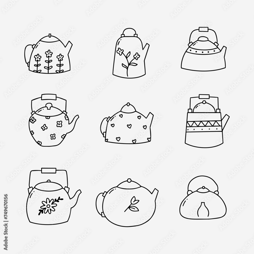 Kettle doodle line vector illustration Kettle doodle line vector illustration