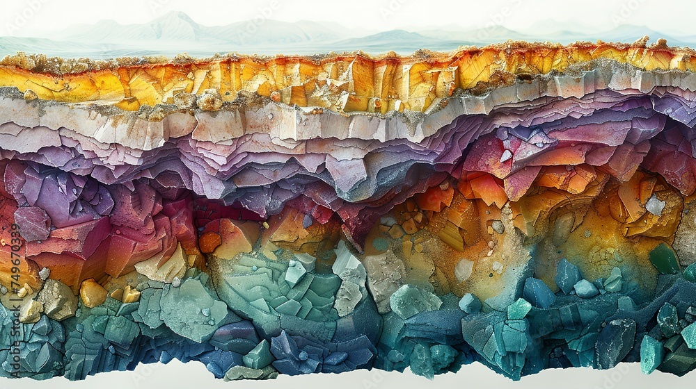 Cross-section of the Earth's crust with mineral deposits Cross-section of the Earth's crust with mineral deposits
