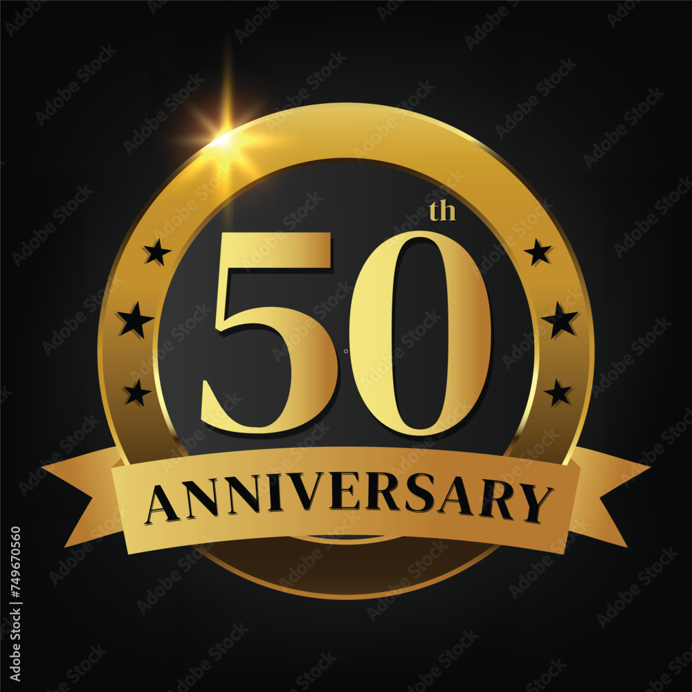 50th golden anniversary logo,with Laurel Wreath and gold ribbon Vector Illustration 50th golden anniversary logo,with Laurel Wreath and gold ribbon Vector Illustration