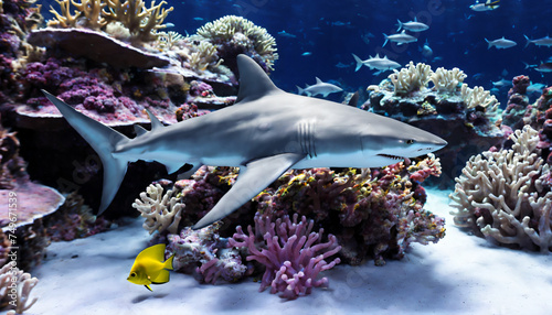 Shark swimming in a coral reef