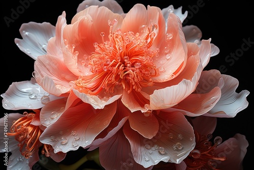 Pink Peony Flower With Water Droplets Generative AI