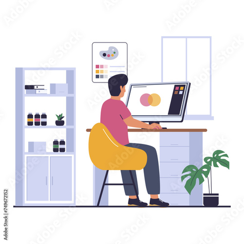 Vector of graphic designer. Vector flat illustration