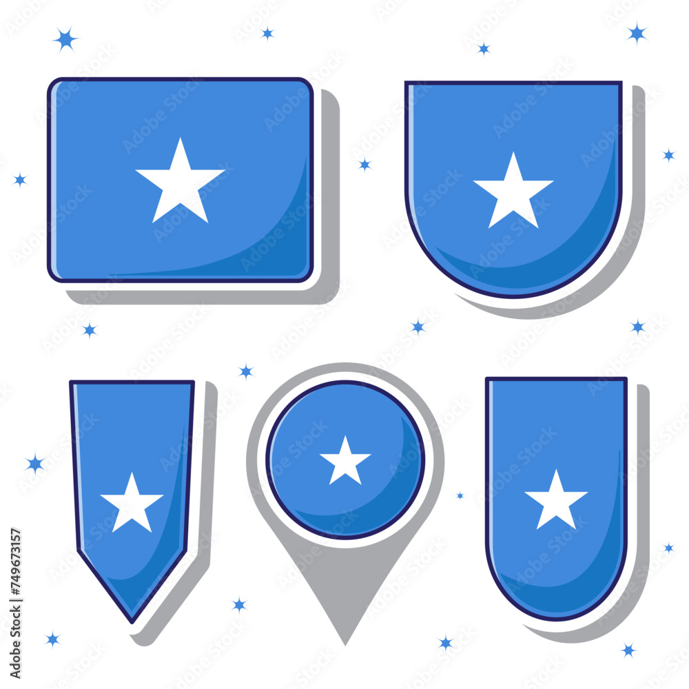 Flat cartoon vector illustration of Somalia national flag with many shapes inside Flat cartoon vector illustration of Somalia national flag with many shapes inside