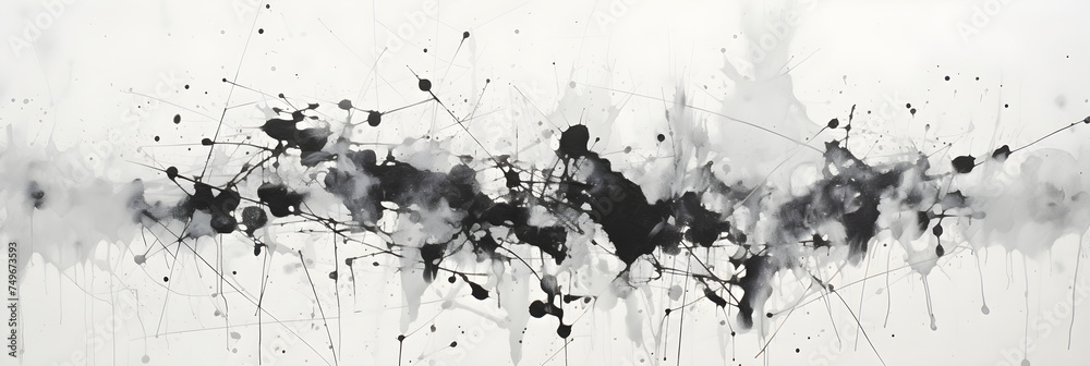 Harmonious Chaos: A Black and White Abstract Art Exploration Of Quantum Particle Behavior