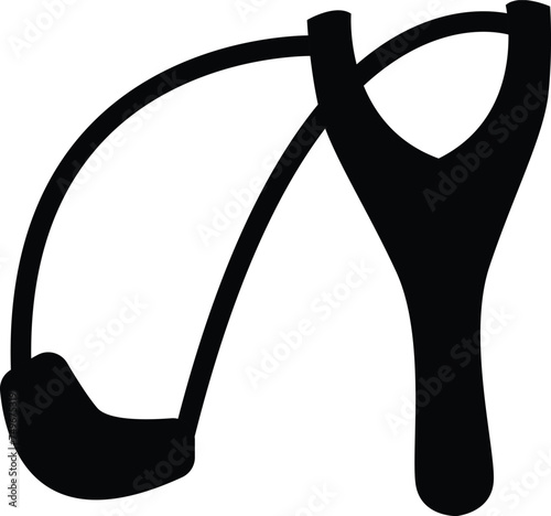 Wooden slingshot icon. Children toy for throwing stones sign. Slingshot symbol. flat style.