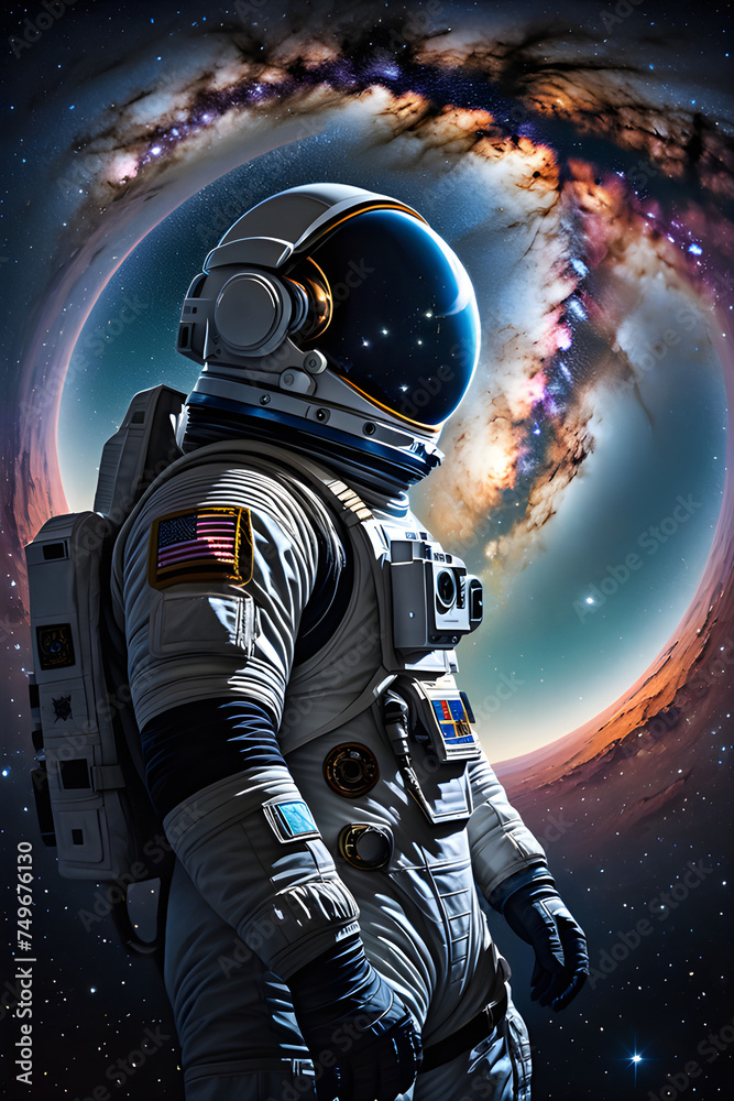 Fototapeta premium Generative AI astronaut in the Milky Way