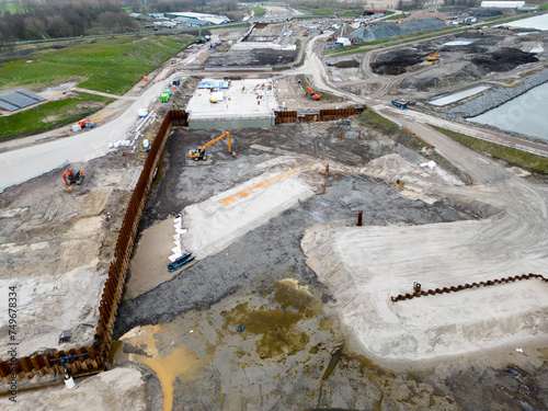 Constructions of a new highway and tunnel in Rotterdam photo