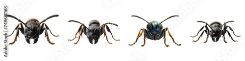 Set of black ant isolated on transparent background