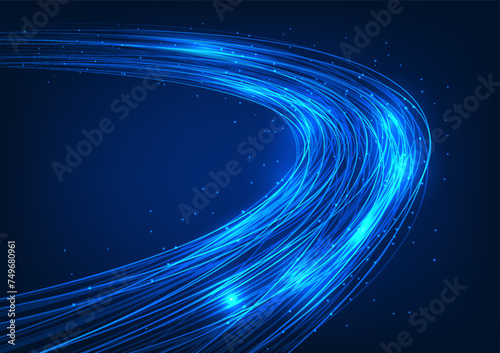 Abstract background technology Overlapping lines of light represent the transmission of large amounts of data being sent over the internet network into servers at high speeds.