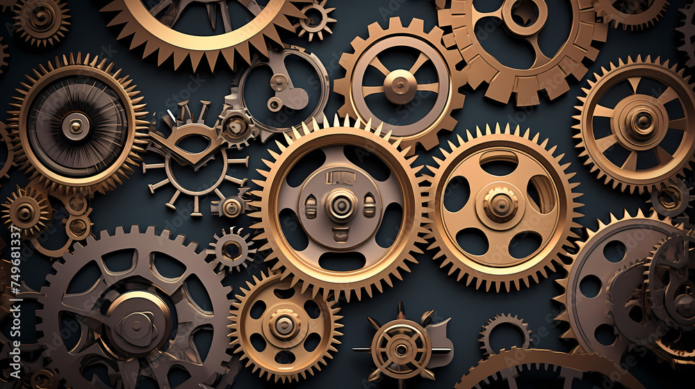 Metal gear parts, gear background Metal gear parts, gear background