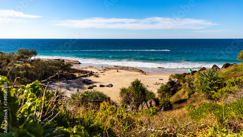 panorama of froggy beach as seen from point danger cliffs  unique shore of gold coast  queensland  australia