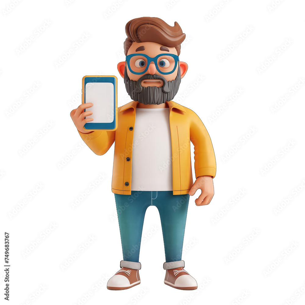 3D character a man doctor holding tablet on Transparent Background