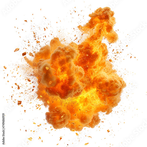 Strange orange flame isolated on transparent background photo