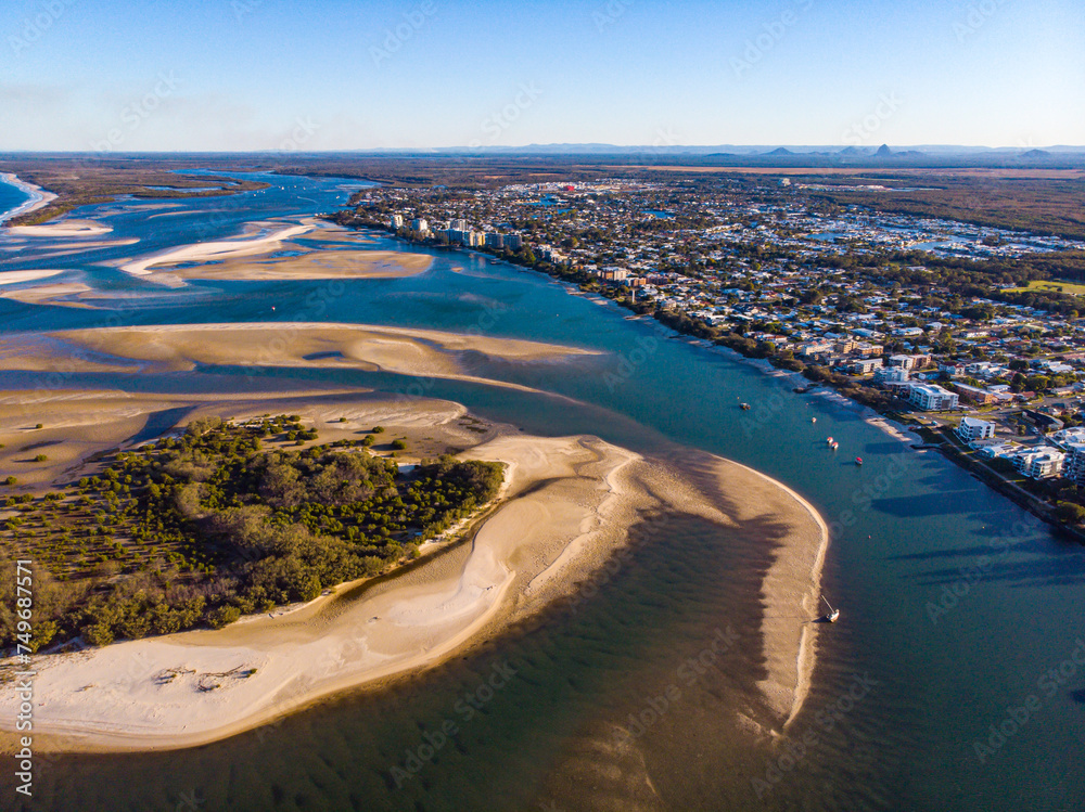 sunset over north bribie island and caloundra in south east queensland ...