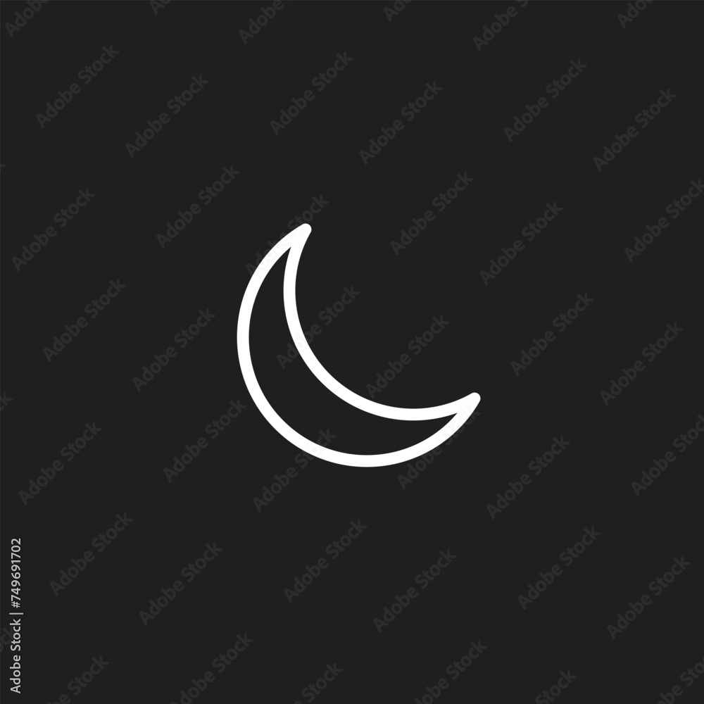 Half moon outline and filled vector icon sign symbol Half moon outline and filled vector icon sign symbol