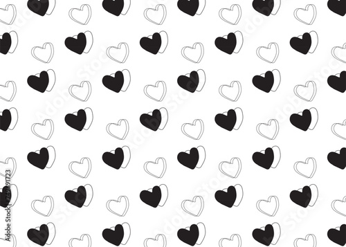 Abstract black and white pattern with heart.