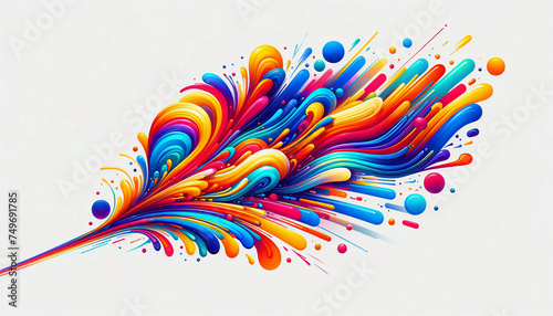 An abstract art piece that includes all the colors of the rainbow in very bright shade feathered across the image