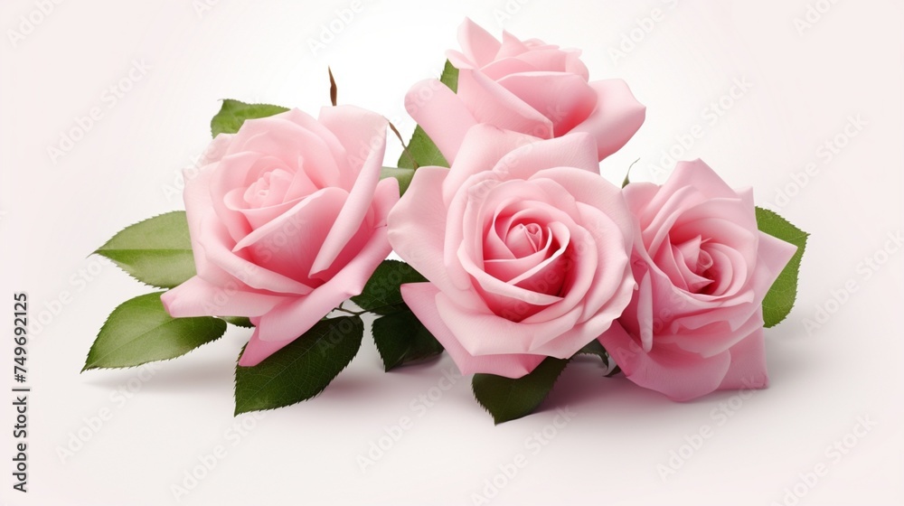 Pink roseon white background