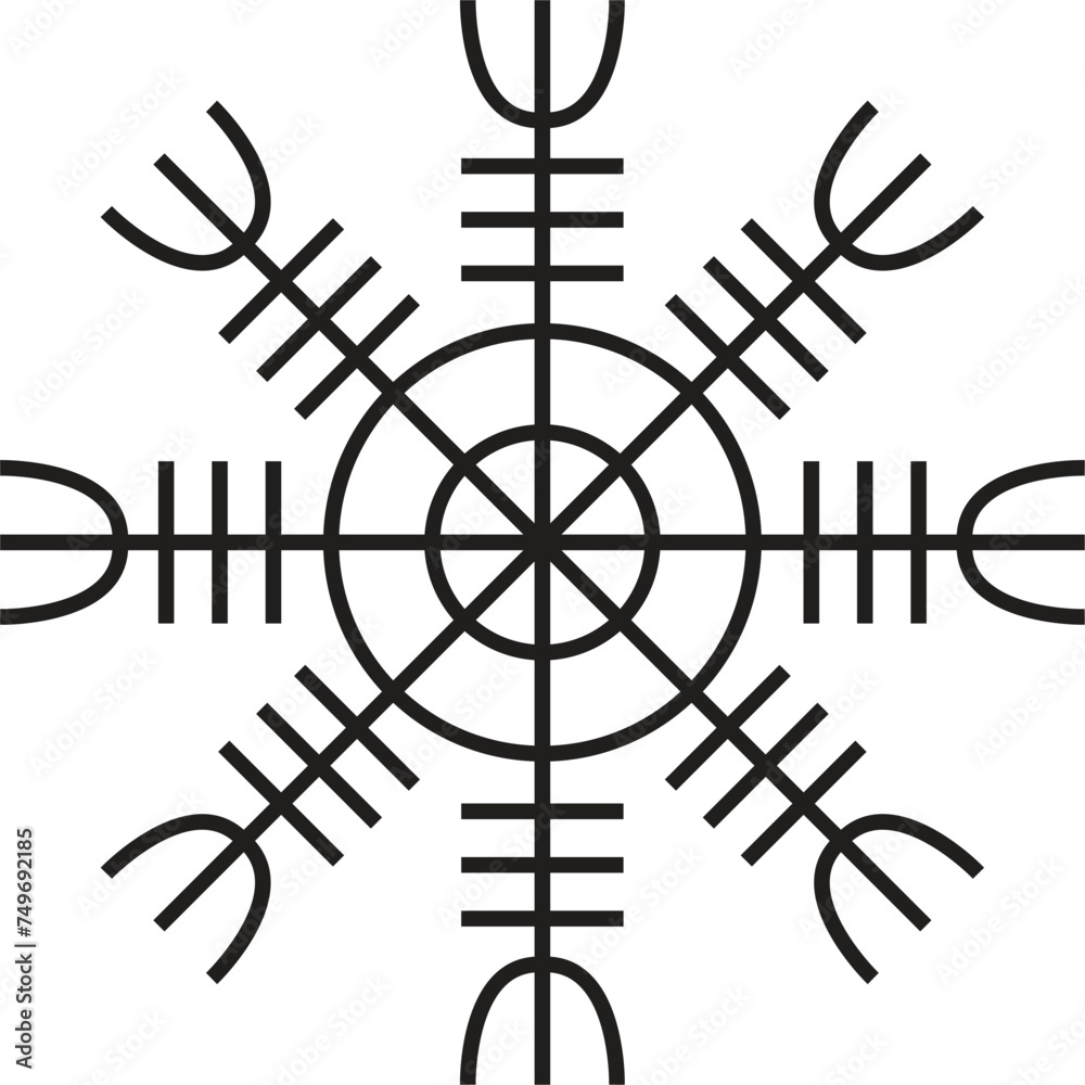 Aegishjalmur, helm of awe (helm of terror), Icelandic magical staves Aegishjalmur, helm of awe (helm of terror), Icelandic magical staves