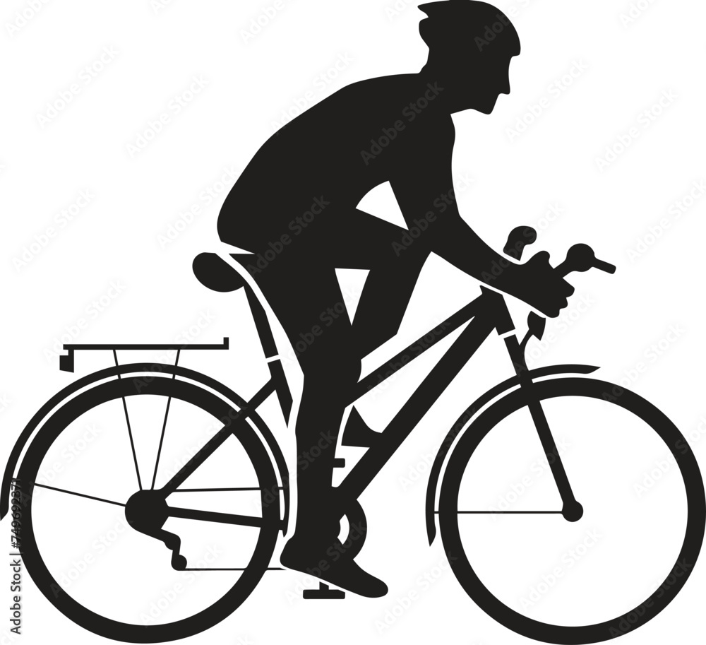 Obraz premium Professional bicycle racer riding a bike on abstract colorful graphic background. Cycle sport flat art poster, vector illustration