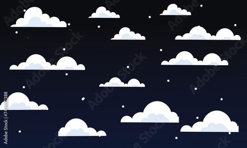 The night sky is full of stars. Vector Sky Background. Seamless pattern with stars and Cloud.