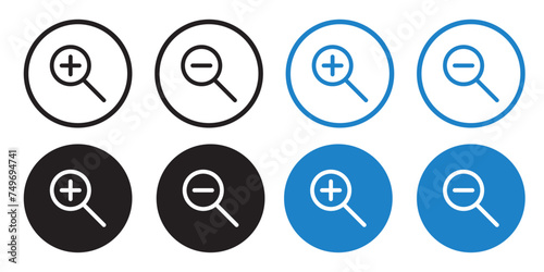 vector  zoom in and zoom out icons