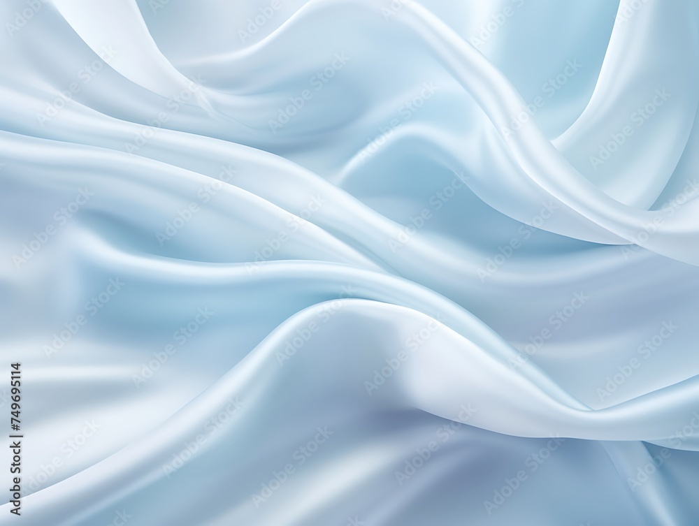 Closeup of rippled white silk fabric cloth