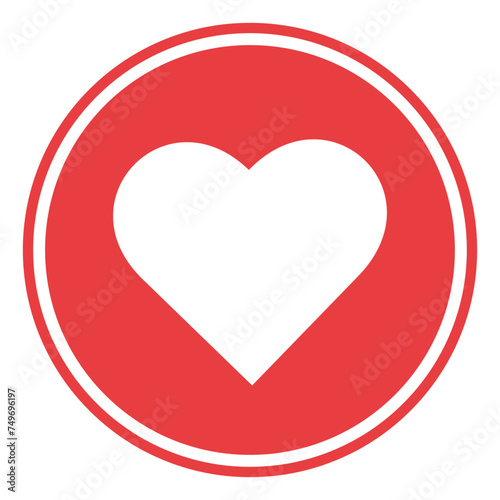 vector white heart in red circle icon