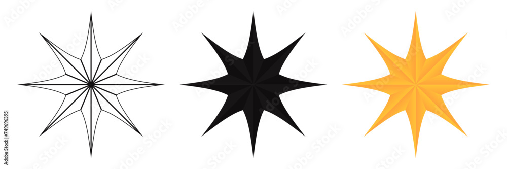 vector sparkling star in outline, black and yellow gradient vector sparkling star in outline, black and yellow gradient