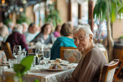 Elderly people enjoying their time on the restaurant