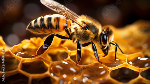 Close-up photography of bees in hive