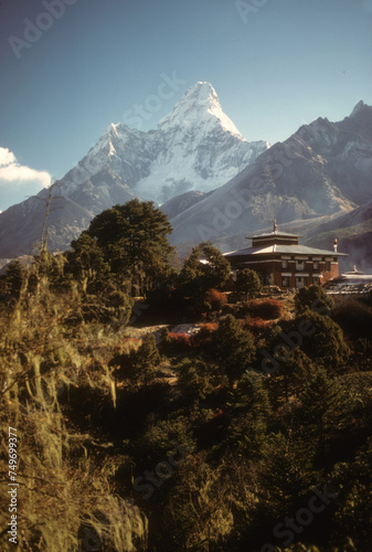 Thyangboche monastery and peak of Ama Dablam photo