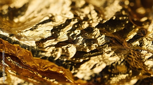 Shiny sparkling yellow gold foil surface texture from Generative AI