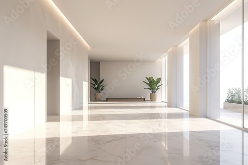 empty room in apartment or hotel for artwork - clean design - Interior design - 3D Rendering