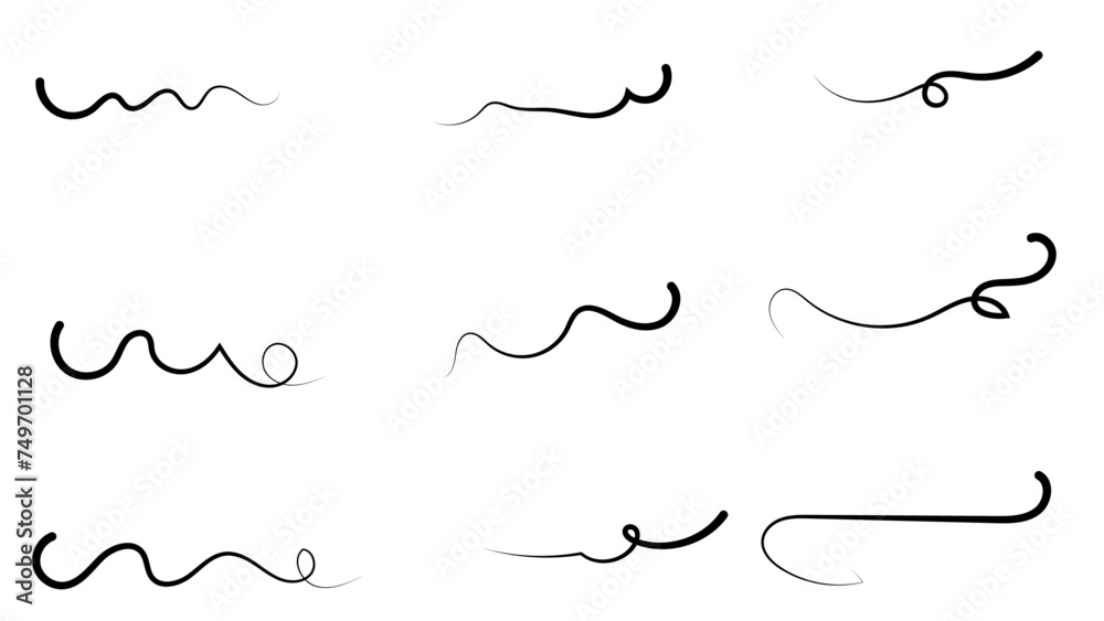 Swashes swoops and swishes calligraphy signs sets. Underlines hand drawn strokes. Brush drawn thick curved smears. Hand drawn collection of curly swishes, swashes, squiggles. Vector symbols sets. Swashes swoops and swishes calligraphy signs sets. Underlines hand drawn strokes. Brush drawn thick curved smears. Hand drawn collection of curly swishes, swashes, squiggles. Vector symbols sets.