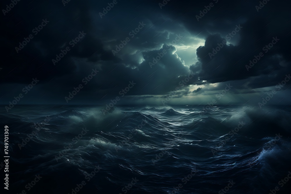 Naklejka premium Dark stormy sky over the sea