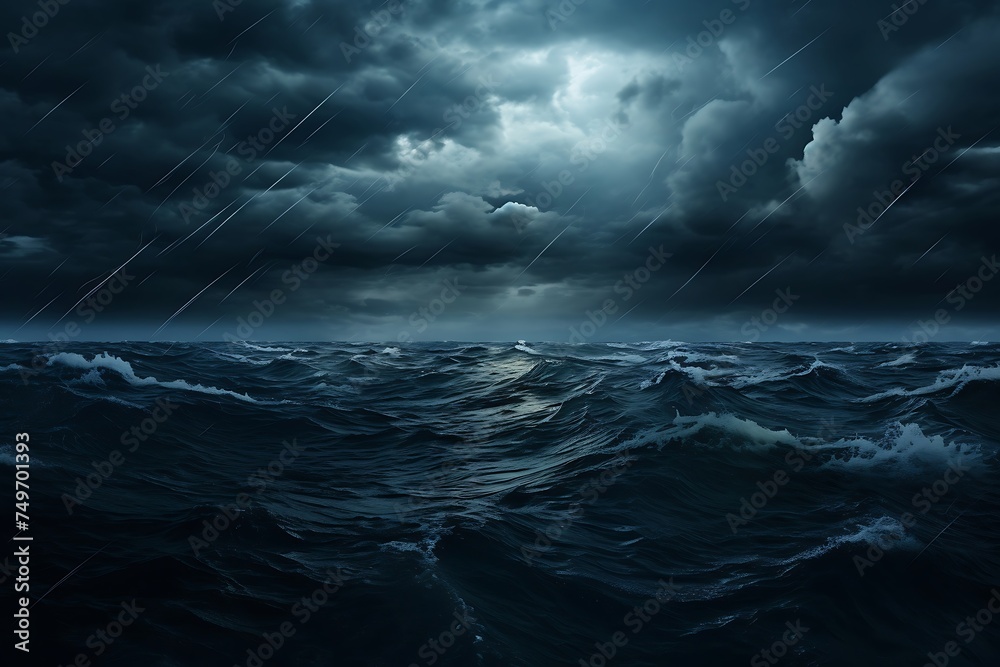 Fototapeta premium Dark stormy sky over the sea