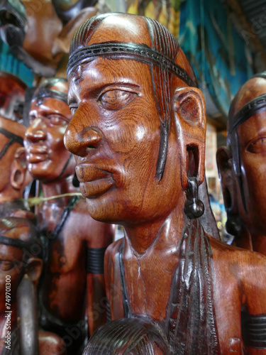 African carved wooden heads