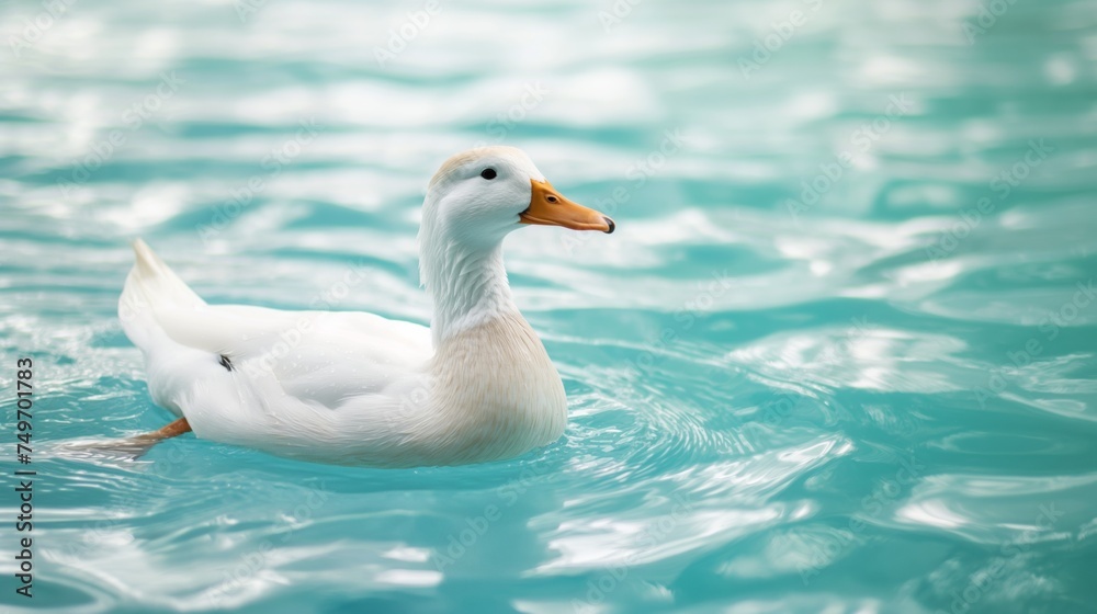 White duck swimming in the water.