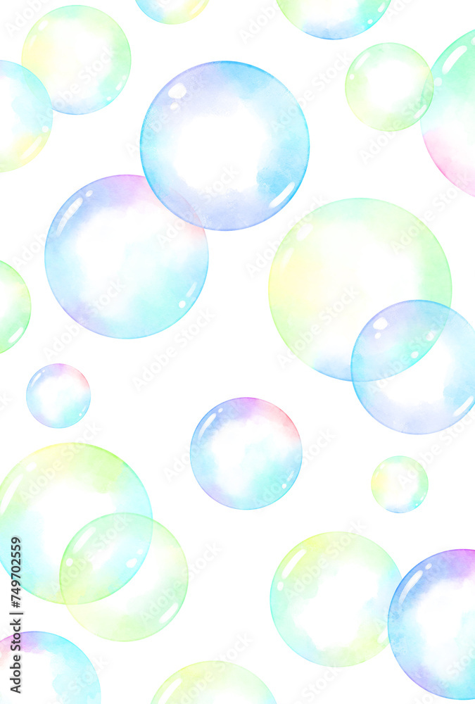 背景素材_水彩_シャボン玉 背景素材_水彩_シャボン玉