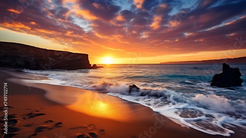 Sunset on the beach of the island of Sardinia, Italy