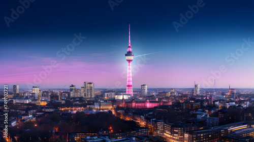 The Intersection of Past and Present - A Spectacular View of London's BT Tower Amidst Sunset Skyline © Jonathan