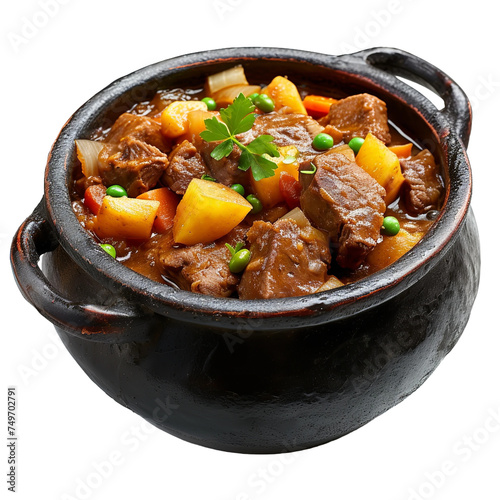 Yummy Potjiekos Slow Cooked Stew isolated on transparent background photo