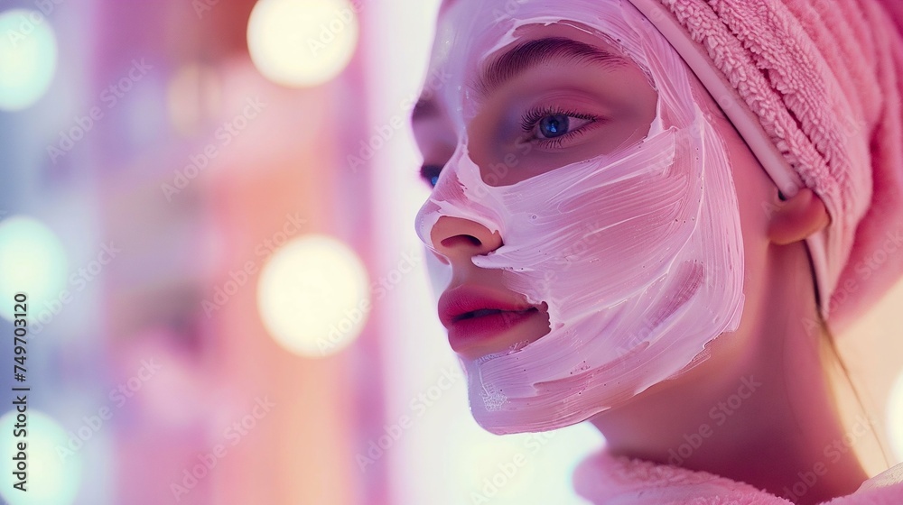 Relaxing Facial Treatment with Nourishing Mask. Generative ai Relaxing Facial Treatment with Nourishing Mask. Generative ai