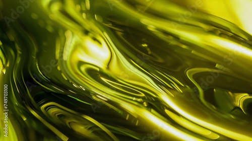 Abstract Green Liquid Olive Swirls. Generative ai