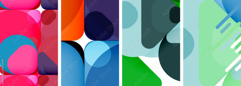 Colorful bright geometric abstract compositions for wallpaper, business card, cover, poster, banner, brochure, header, website