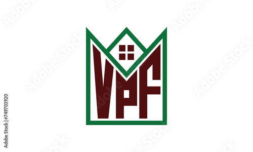 VPF initial letter real estate builders logo design vector. construction, housing, home marker, property, building, apartment, flat, compartment, business, corporate, house rent, rental, commercial photo